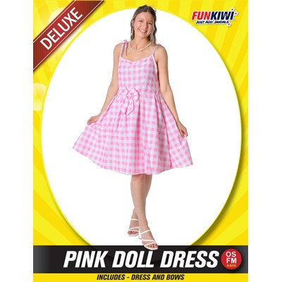 Adults Costume (Deluxe) - Pink Doll Dress