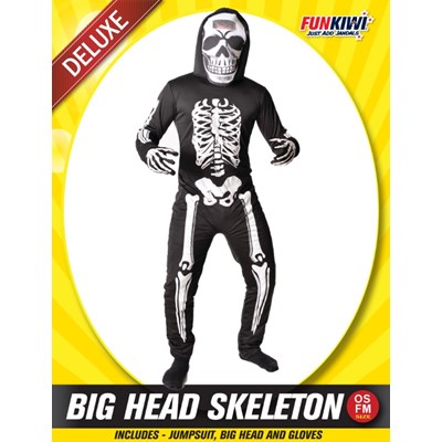 Adults Costume (Deluxe) - Big Head Skeleton