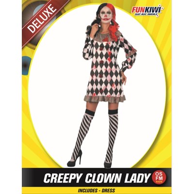 Adults Costume (Deluxe) - Creepy Clown Lady