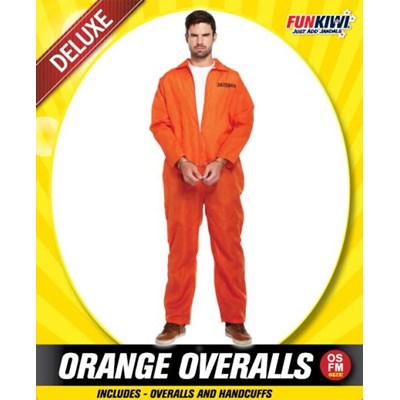 Adults Costume (Deluxe) - Orange Overalls