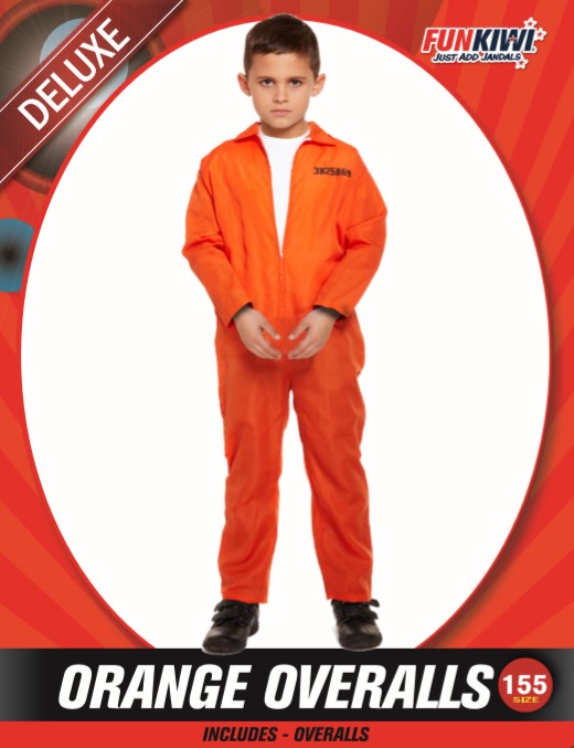 Kids Costume (Deluxe) - Orange Overalls (155cm)