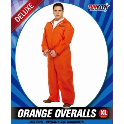 Adults Costume (Deluxe) - Orange Overalls (XL)