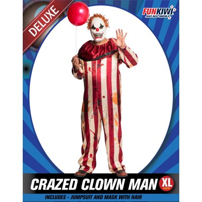 Adults Costume (Deluxe) - Crazed Clown Man (XL)