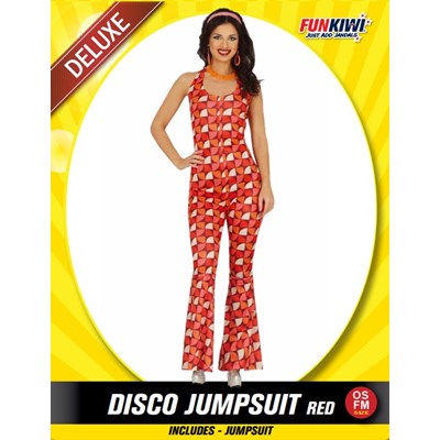 Adults Costume (Deluxe) - Disco Jumpsuit Red
