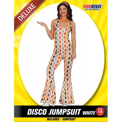 Adults Costume (Deluxe) - Disco Jumpsuit White