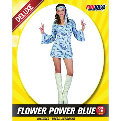 Adults Costume (Deluxe) - Flower Power Blue