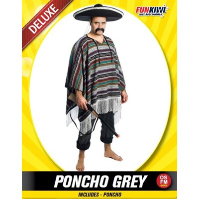 Adults Costume (Deluxe) - Poncho Grey