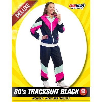 Adults Costume (Deluxe) - 80's Tracksuit Black