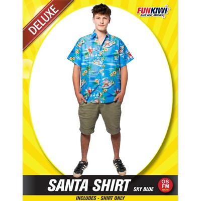 Adults Costume (Deluxe) - Santa Shirt Sky Blue