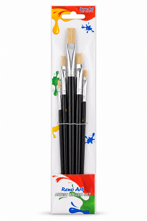 Reno Art Flat Bristle Brush Set - 5 Piece (EB-577-5)