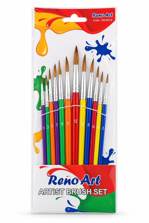 Reno Art Pointed Paint Brush Set - 12 Piece (EB-WC-S)