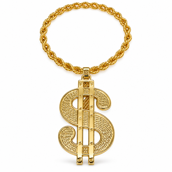 Gold Dollar Sign Costume Necklace