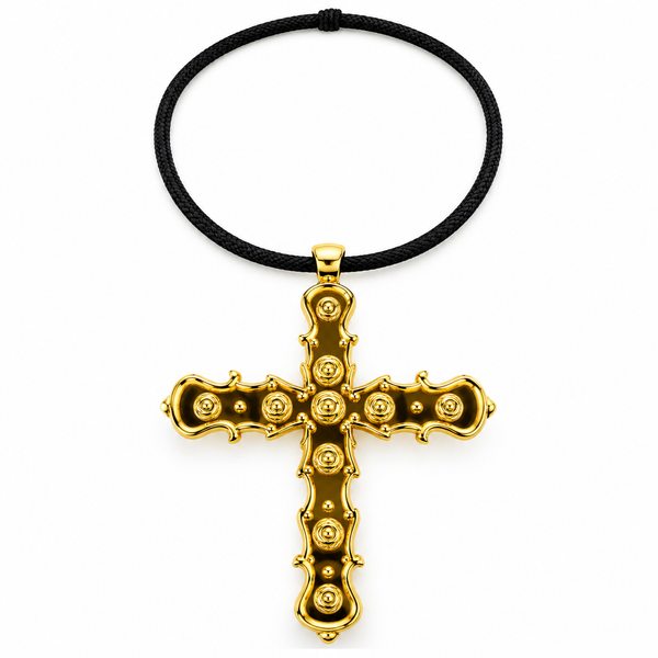 Gold Latin Cross Costume Necklace