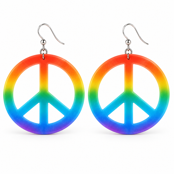 Rainbow Peace Sign Costume Earrings