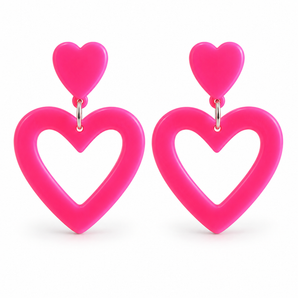 Pink Heart Costume Earrings