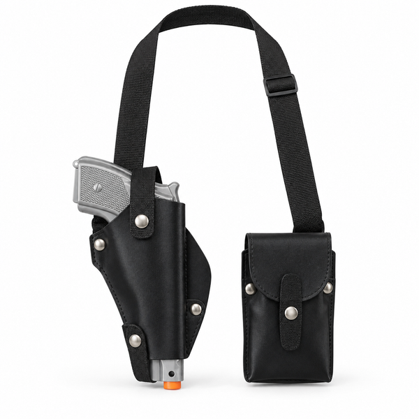 Black Holster, Pouch & Toy Pistol Set