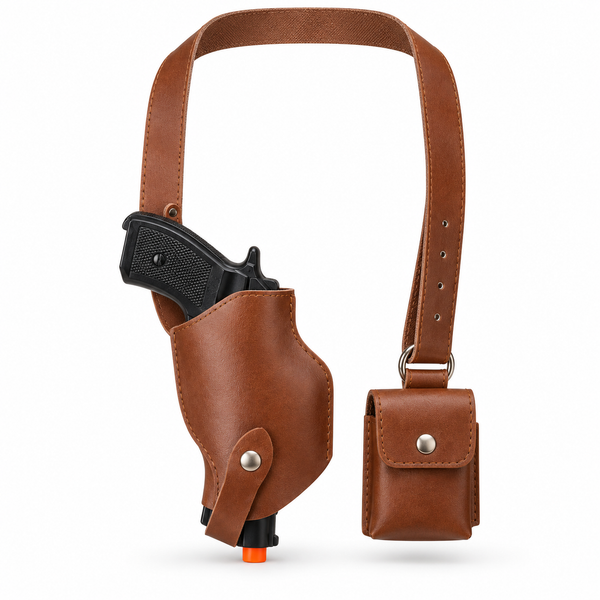Brown Holster, Pouch & Toy Pistol Set