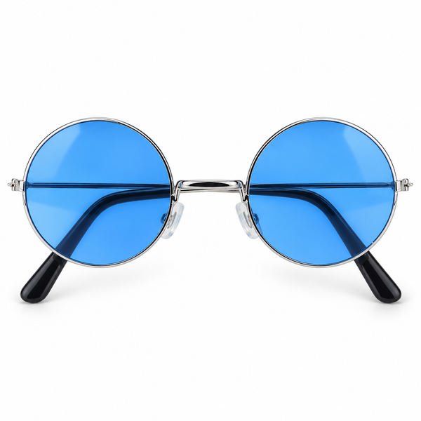 Blue Round Hippie Costume Glasses