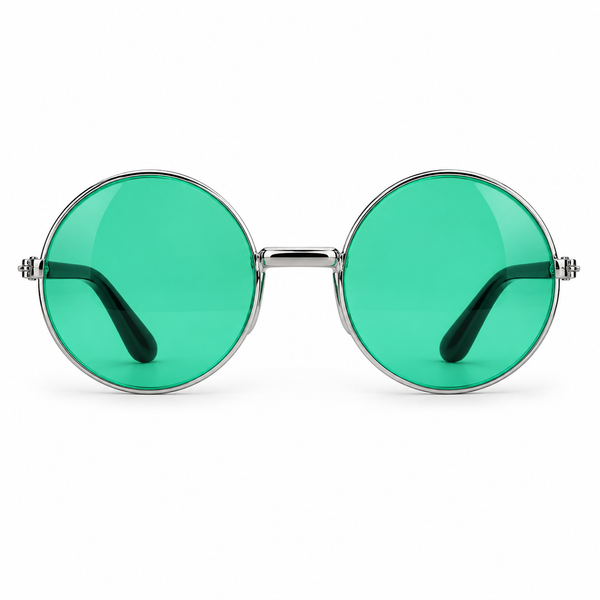 Green Round Hippie Costume Glasses