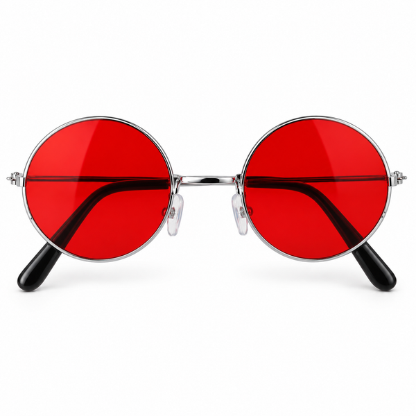 Red Round Hippie Costume Glasses