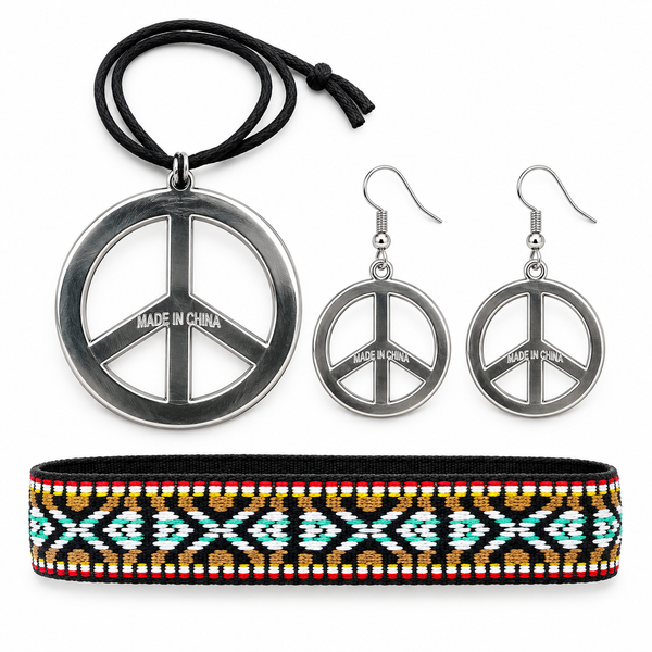 Hippie Costume Jewellery & Headband Set
