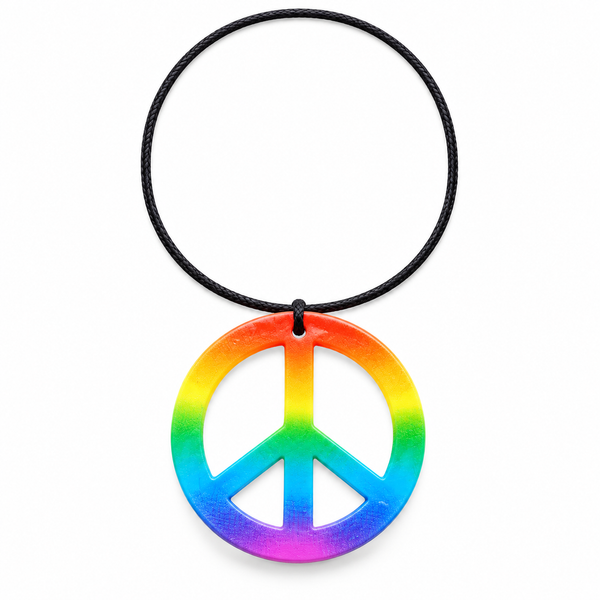 Rainbow Peace Sign Costume Necklace