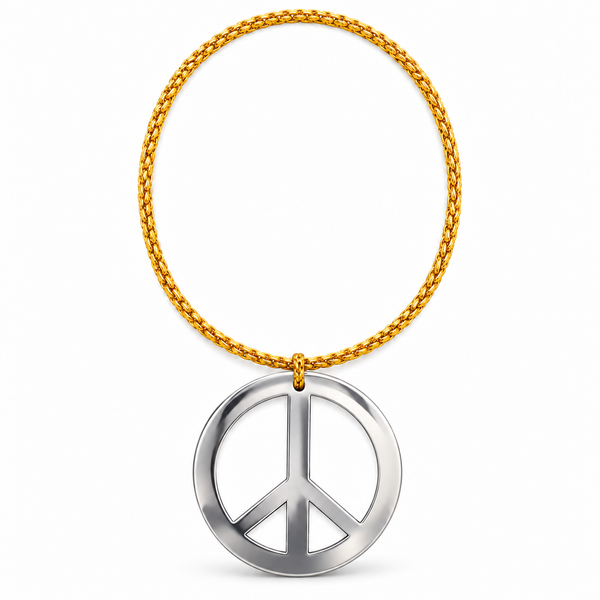 Silver Peace Sign Costume Necklace