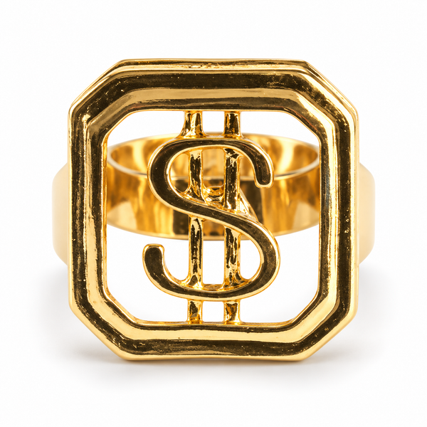 Gold Dollar Sign Costume Ring