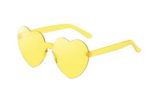 Dress Up Accessory - Rimless Heart Shaped Glasses (Yellow)