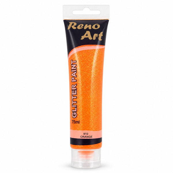 #910 Reno Art Acrylic Glitter Paint (75ml) - Orange