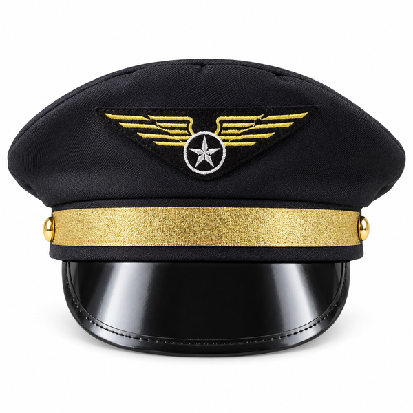 Black Pilot Costume Cap