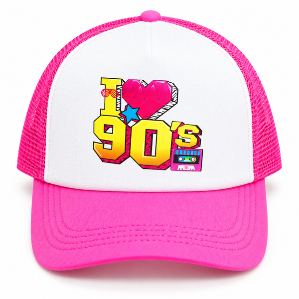 I Love 90s Pink Trucker Cap