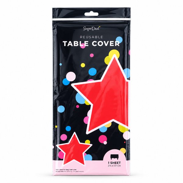 Reusable Plastic Table Cloth (137x274cm) - Red (HO0066)