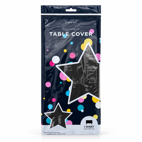 Reusable Plastic Table Cloth (137x274cm) - Black (HO0070)