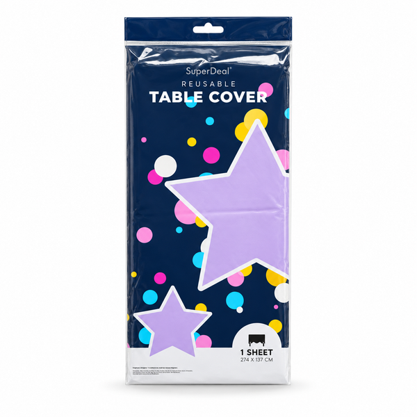 Reusable Plastic Table Cloth (137x274cm) - Light Purple (HO0211)