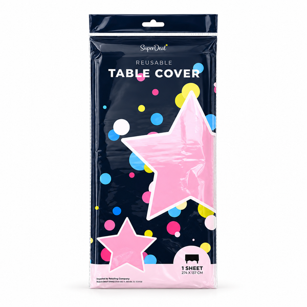 Reusable Plastic Table Cloth (137x274cm) - Pink (HO0213)