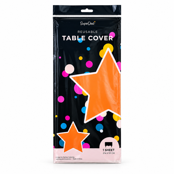 Reusable Plastic Table Cloth (137x274cm) - Light Orange (HO0214)