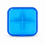 Blue square pill container with four compartments