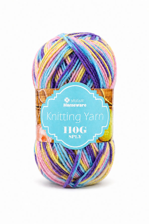 Knitting Yarn (100g) - Multi Blue/Pink/Yellow (#S1)