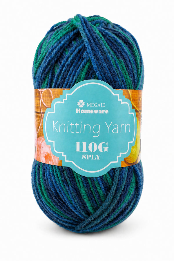 Knitting Yarn (100g) - Multi Blue/Green (#S10)