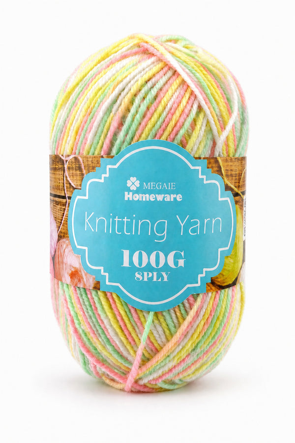 Knitting Yarn (100g) - Multi Pink/Green/Yellow/White (#S20)