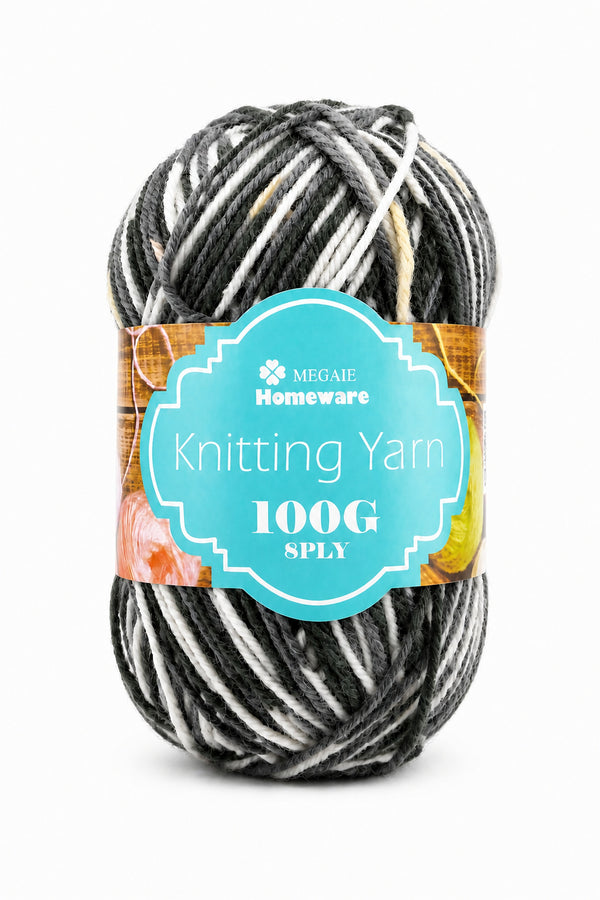Knitting Yarn (100g) - Multi Black/Grey/White (#S61)
