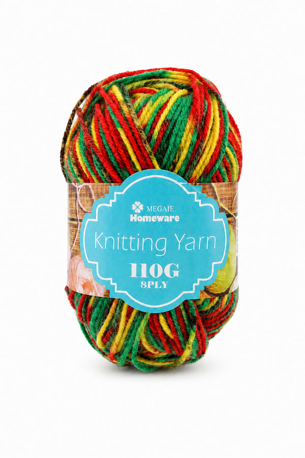 Knitting Yarn (100g) - Multi Green/Red/Yellow (#S64)