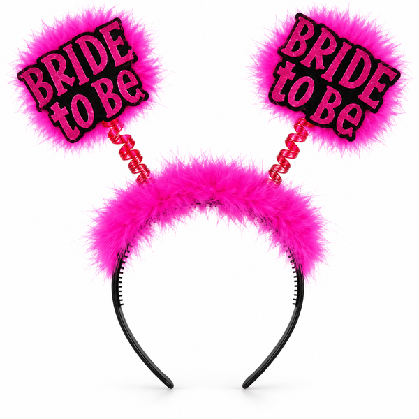 Hen's Night - Bride to Be Feather Headband - Black & Hot Pink