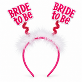 Hen's Night - Bride to Be Feather Headband - White & Pink