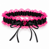 Hen's Night - Lace Party Garter - Black with Pink Lace