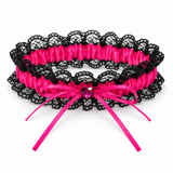 Hen's Night - Lace Party Garter - Hot Pink with Black Lace