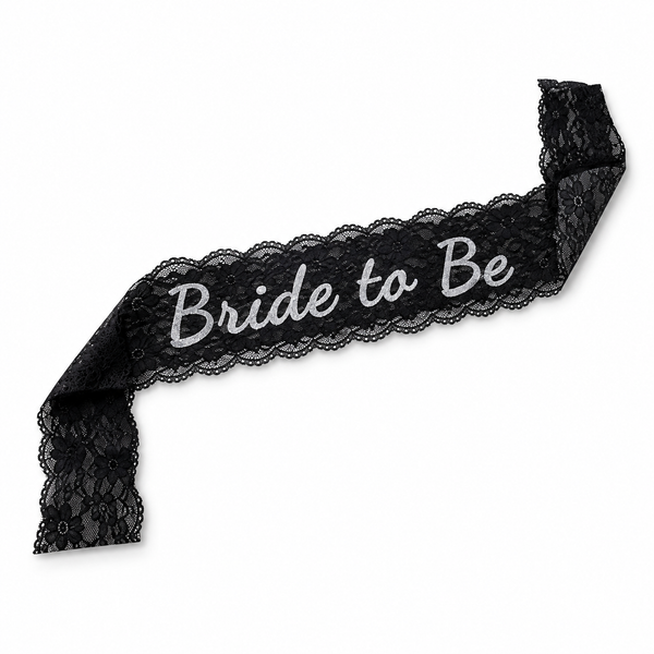 Hen's Night - Bride to Be Lace Sash - Black