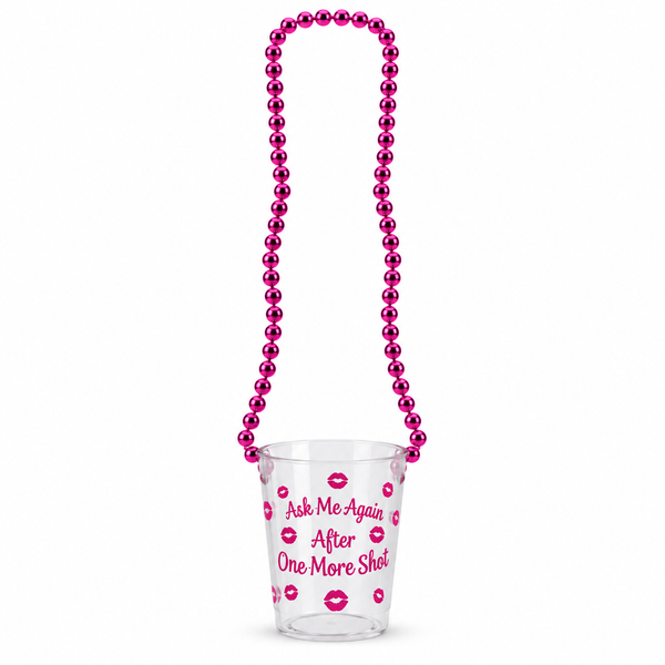 Hen's Night - Party Shot Glass Necklace - Hot Pink