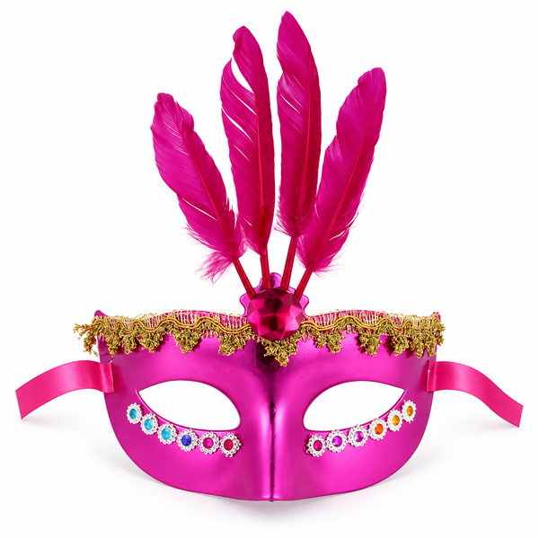 Hen's Night - Pink Feather Masquerade Mask